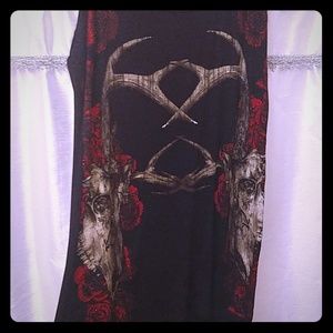 Deer Skull and Roses Sleeveless Hi Lo Top